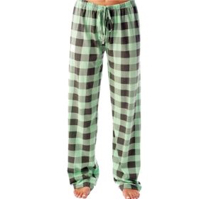 Women's Stretch Plaid Casual Pants With Pockets (Option: Light green-XL)