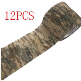 Camouflage Non-woven Elastic Bandage (Self-adhesive) (Option: 6style-5cm-12PCS)