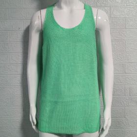 Men's Summer Loose Sleeveless Knitted Vest (Option: Green-3XL)